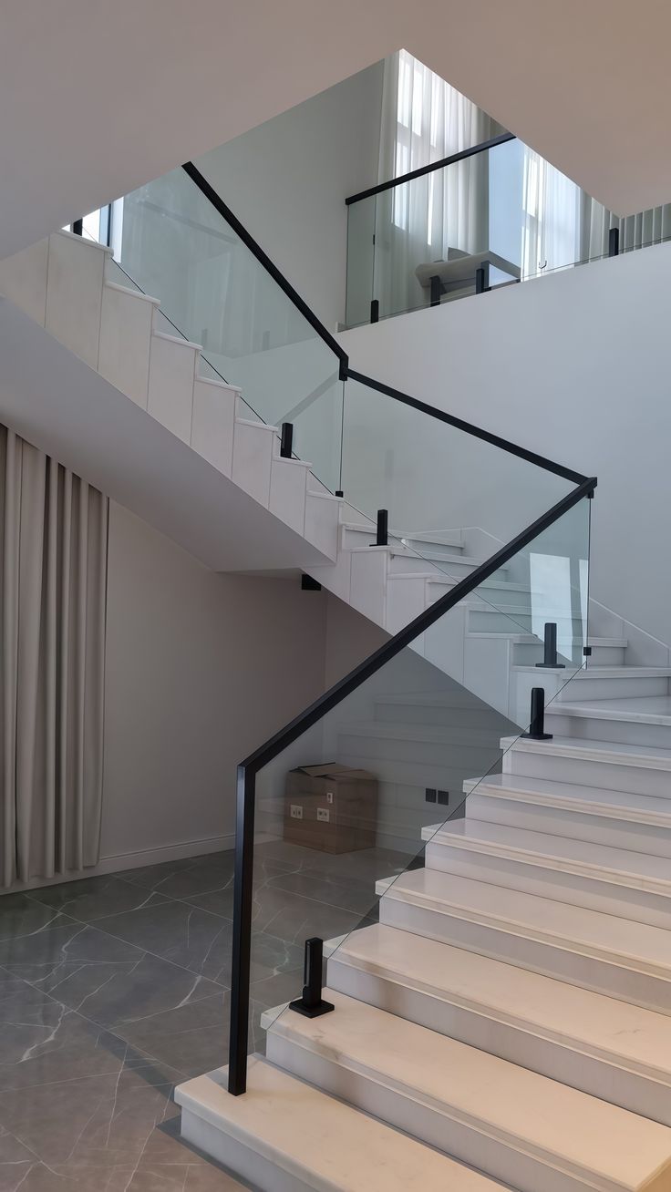 Glass railing staircase